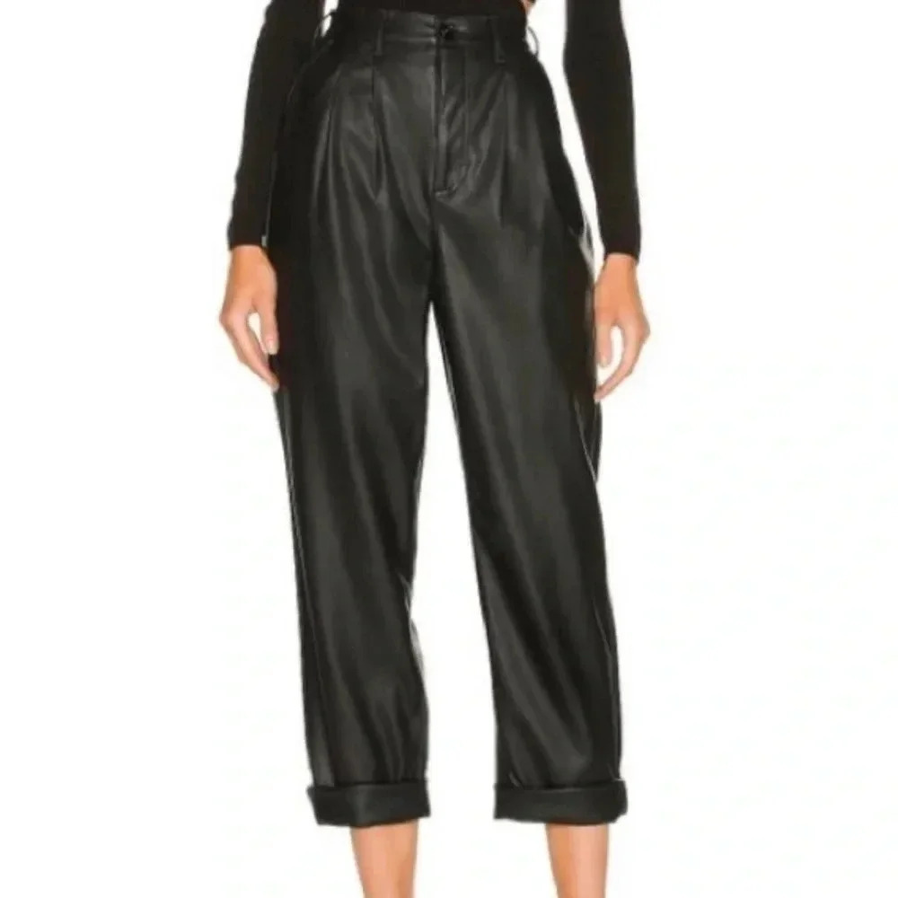 Pistola x Revolve Kellin Faux Leather Trousers Black Pants Size 30